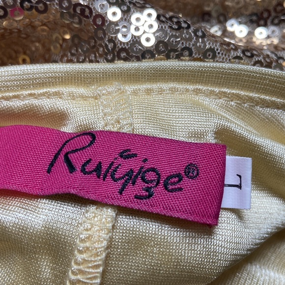 Ruiyige gold gown prom sz L euc - Picture 4 of 8